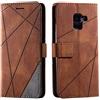 SONWO Cover per Galaxy A8 2018, Flip Caso in PU Pelle Case Cover Portafoglio Custodia per Samsung Galaxy A8 2018, [Kickstand] [Slot per Schede], Marrone