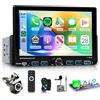 Rimoody Autoradio 1 Din con Wireless Carplay Android Auto Bluetooth 5.2 FM/AM/RDS, 7 Pollici Touchscreen Radio con iOS/Android Mirror Link USB/AUX/EQ/Tipo C Comandi al Volante Telecamera Posteriore
