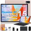Biegedy 2026 Tablet 10 pollici Android 15 Gemini AI, 30 GB RAM + 128 GB ROM (TF 2TB) | 8000 mAh | octa-core | Widevine L1 | 5 + 8 MP | 1280 * 800 pixel | GMS, GPS, Wi-Fi 6 5G, BT 5.0, Tablet 2-in-1-Oro
