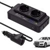 GAOUTO Trasformatore di tensione per auto, 200 W, DC 12 V to AC, 230 V, con 2 prese e 4 porte USB, ricarica rapida da auto, adattatore per presa accendisigari per viaggi di lavoro