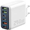 HOMTRAK Caricatore multiplo USB C 240 W, caricatore USB multiplo, 6 porte | 3 USB A + 3 USB C PD, QC PD PPS, ricarica rapida, caricatore cellulare multiplo per iPhone Samsung, iPad, tablet e cuffie