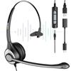 Wantek Cuffie con Microfono, 3.5mm/USB/Type-C Cuffie con Microfono di cancellazione del rumore per Computer Portatili Tablet Smartphone Conferenze Online, Mono