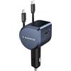 RAMPOW Accendino per auto 100W USB C, caricabatteria per auto retrattile RAMPOW 4 in 1, ricarica rapida 65 W USB-C, accessori per auto interni BMW con MacBook Pro, iPhone 16 e/15, Samsung, iPad Mineral Color