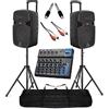 SHARD-LAB IMPIANTO AUDIO COMPLETO 2 casse amplificate 900w attive + mixer 7 Ch USB + stativi con borsa + cavo 3 mt + 2 adattatori