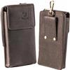 MATADOR Brisbane - Custodia per cellulare 2 in 1, in vera pelle, con scomparto con cerniera, con elegante confezione regalo e protezione RFID, per smartphone fino a 6,9 pollici, marrone scuro