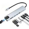 Truhuova Docking station 8 in 1 USB C Hub con 4K HDMI 30Hz, 100W PD, Gigabit LAN 1000Mbps, USB 3.0 x 2, USB C 2.0, lettore di schede SD/TF, hub USB C HDMI Ethernet per MacBook, laptop