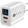 DAILINK 20W Caricatore USB C, 2-Porte Caricatore Multiplo conPD&USB-A, Caricatore Rapido Type C, Presa Spina Alimentatore USB C con Display LCD Charger per IOS 15 Pro Max/14/11