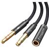 Froggen 2 in1 Cavo Adattatore Sdoppiatore Cuffie Microfono, Adattatore Jack 3,5mm Maschio a Femmina, Adattatore Splitter Jack da 3,5mm Separati per Notebook/PC/Cuffie -35cm