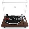 RLINE - Giradischi Vinili Bluetooth Noce Lucido, Lettore Vinili 33 e 45 Giri, Piatto 12 in Alluminio Pressofuso, Cartuccia Magnetica VM-95E, Pre-amplificatore Attivabile, Funzione Anti-Skating