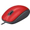 Logitech M110 Mouse USB cablato, pulsanti silenziosi, design confortevole per l'uso a grandezza naturale, PC / Mac / Laptop ambidestro - Rosso