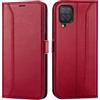 Verco Custodia a libro per Samsung Galaxy A22 4G / M22 / M32, 6,4 pollici, di alta qualità, a libro, colore rosso