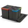Emuca Contenitori per raccolta differenziata 12l+7l+7l modulo 60 cm, emuca