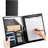 BZURTER Cartellina Portadocumenti A4 in Similpelle - Portfolio/Porta Blocco con Blocco Note e Penna - Organizer Professionale per Ufficio, Riunioni e Colloqui - Nero