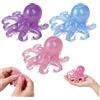 Generic 3 Pezzi Giocattolo Antistress Polpo in Gomma TPR Morbida, Squishy Trasparente con Glitter e Perle, Gioco Sensoriale Rilassante per Bambini e Adulti, Idea Regalo Divertente