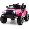 RELAX4LIFE Macchina Elettrica per Bambini 12 V Fuoristrada con Telecomando 2,4G, 2,5-4,5 km/h, Musica, Porta USB e Aux, Storia,Fari (ROSA)