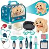 STAY GENT 17Pz Interattivo Valigetta Dottore Peluche con Cane Robot, Gabbia e Stetoscopio, Elettrico Cane Giocattolo con Guinzaglio Cammina e Abbaia, Veterinario Ruolo Regali per Bambini 3-8 Anni