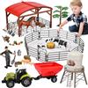 BuzzoXerex Animali Fattoria per Bambini, Trattore Cavallo Giocattolo Set, Realistica Figurine Animali Plastica - Assemblare Stalla, Trattore Agricolo e Recinto, Per 3-10 anni Ragazzi Ragazze