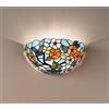 Perenz Applique da parete modello T1002 A Tiffany Lampada da parete decorata con fiori foglie e farfalle