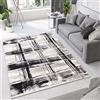 TAPISO Dream Tappeto Camera Soggiorno Salotto Moderno Grigio Nero Ecru Geometrico A Pelo Corto 140 x 200 cm