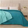 Caritex Copriletto Trapuntato Santorini per Letto Matrimoniale, in Microfibra, Bicolore e Reversibile - Trapuntino Primavera e Autunno - 260x260 cm M608 [Ottanio - Tiffany]