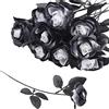BestAlice 10 rose bianche e nere fiori artificiali, 40 cm, rosa nera fiore finto vero tocco singolo stelo di seta finto fiore per la casa giardino festa decorazione