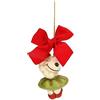 THUN - Addobbo Topina Ballerina in Ceramica Decorata a Mano, Colore Verde, Linea Bosco Magico, 5x4.3x7.3 cm h