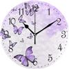 Mnsruu Orologio da parete con farfalle viola, silenzioso, senza ticchettio, orologio da parete decorativo a batteria, 25 x 25 cm, per casa, soggiorno, cucina, bagno, camera da letto