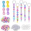 CHENGCKJ Kit per Realizzare Portachiavi con Perline da 566Pz, Cuore e Lettera Perline Acriliche Casuali, Portachiavi Divisi in Ferro e Cordoncino in Poliestere Cerato per Realizzare Premi di classe Bomboniere