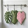 DIELOVEHUA Asciugamani da Cucina con Foglie Verdi, 3 Pezzi Bellissimo Asciugamano da Appendere, Asciugamano Assorbenti, con Anelli per Appendere, Asciugamani in Morbido Pile Corallo per Cucina, Bagno, Tavolo