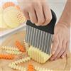 liyun Coltello per verdure in acciaio inox in plastica, lama ondulata di patate con chip crinkle affettatrice, tritafrutta verdura, strumento da cucina
