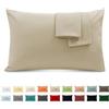 Poligino Federe Cuscini Letto Matrimoniale Cotone 50x80 cm 2 PCS, Set 2 Federe Certificato Oeko-TEX in Premium Cotone 110GSM, Morbida e Traspirante, Ipoallergenica -Beige