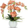 MixcMax orchidea finta realistica, Fiori di orchidea finti con vaso piante finte da interno per decorare il soggiorno, la camera da letto, la cucina e il tavolo (arancione)