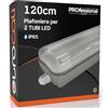 Eurocali Plafoniera 120 cm per 2 Tubi LED (Non Inclusi) Impermeabile IP65 in ABS/PC con Copertura Trasparente e Colore Grigio - Sostituzione Neon