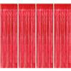 Jinsion 4 Pezzi Tende Metalliche per Feste Rosso,1mx2m Tenda Sfondo Compleanno | Tende con Frange in Lamina, Tende con Orpelli Rossa, Tenda Metallizzata Brillantini Parete per Decorare Feste, Matrimoni
