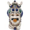 Sicilia Bedda - Teste di Moro Siciliane Ceramica di Caltagirone - Altezza 13 Centimetri - Arredo Casa (Uomo Corona Verde e Blu)