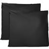FARFALLAROSSA Coppia di Federe 100% Puro Cotone 60x60 CM, Set di 2 Tessuti per Cuscino Letto, Chiusura a Busta, Tinta Unita, Misura Standard - Nero