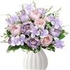MEIVINES Fiori Finti 3 Mazzi di Fiori Artificiali di Peonia di Seta Peonie Finte Realistiche Bouquet Fiori Finti per Matrimoni Feste Cimitero Composizione Floreale Decorazione (3, Rosa Viola)