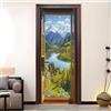 Generic Adesivo Porta Autoadesiva Adesivi per Porte Interne Paesaggio Di Montagna Jungleale 3D Pellicola Adesiva Poster Verde Sticker Murale Parete per pareti e Porte 80x210 cm