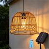 CHENBOOW Lampade Solari per Esterni,Lampada Solare in Rattan,Lampadari in Rattan Vintage,Lampada a Sospensione in Rattan,Lampadario Solare da Esterno,per Camera da Letto Soggiorno Cucina Corridoio