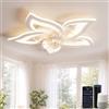 YUNLONG Lampadario con Ventilatore da Soffitto Compatibile con Alexa e Google Assistant, Ventola Soffitto con Luce Silenzioso, Motore DC Estate Inverno, Dimmerabile, per Camera da Letto, Bianco