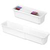 QIWODE Organizer Cassetti Estensibile, Scatola Divisori per Cassetti Plastica, Contenitori Cassetti Organizer Salvaspazio per Cucina Bagno, Ufficio, Armadio, Scrivania, Bianco(Confezione da 2)