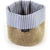 LinenMe Cestini Portaoggetti in Lino 53% e Cotone 47% - Scatola Porta Oggetti - Cesto Portaoggetti Tessuto - Blu e Naturale a Strisce Jazz, Realizzato in Lituania - MEDIUM (20 x 20 cm)