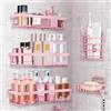 Esteopt Scaffale da doccia senza fori: in acciaio inox, supporto per shampoo, contenitore da bagno, autoadesivo fino a 15 kg cestino doccia e mensola per bagno e shampoo, 5 pezzi (rosa)