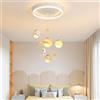 FWX Lampadario bambini Plafoniera LED Lampadari dimmerabili pianeta camera dei bambini Lampada design moderno plafoniera lunare astronauta con telecomando camera dei bambini illuminazione camera da letto