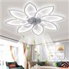 OMGPFR Moderno Muto Ventilatore da soffitto con Luce, LED Dimmerabile Lampada da soffitto con Telecomando Illuminazione per Soggiorno Camera da Letto, Regolabile 6 velocità, Bianco 90CM
