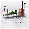 KiwiHood Montato a soffitto portabottiglie appeso bicchiere di vino rack altezza regolabile a parete organizzatore di vino con supporto in vetro, nero vintage porta vino per bar bar caffè cucina