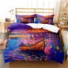 Tomifine Copripiumino Colorato 3 Pezzi Arte Astratta Copripiumino Paesaggio Set Di Biancheria da Letto Moderna con Cerniera Per Bambini Ragazze Adulti (Singolo 135x200 cm,Viola Marrone)