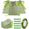 HAPZUR 30 Sacchetti Portaconfetti Verdi con Nastro e Ciondoli Trifoglio. Perfetti per Bomboniere Fai da Te: Matrimonio, Battesimo, Comunione, Compleanno