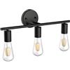 Klighten Lampada da Specchio per Bagno Industriale Vintage, Applique da Bagno con 3 Luci, Luce Specchio Bagno in Ferro Nero, Lunghezza: 48 cm/18.9 pollici, Attacco E27, Lampadina non Inclusa
