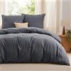 BEDSURE Biancheria da letto da 240 x 220 cm, 3 pezzi, in morbida microfibra di poliestere Öko-Tex, 1 copripiumino da 240 x 220 cm con chiusura lampo e 2 federe da 65 x 65 cm, colore: antracite